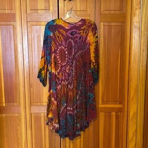 Lightweight tie-dyed boho freefit dress/tunic XL/XXL